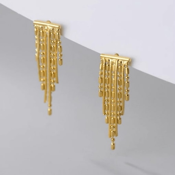 Jewelry - 18k GOLD PLATED OVER SOLID STERLING SILVER 925 TASSEL EARRINGS